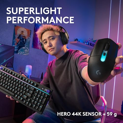 Image of Logitech G305 X SUPERLIGHT Wireless Gaming Mouse, Lightweight 59g, HERO 44K Sensor, RGB lighting, LIGHTSPEED and Bluetooth, 130+ Hr Battery Life, 6 Programmable Buttons, Compatible with PC /Mac - Black