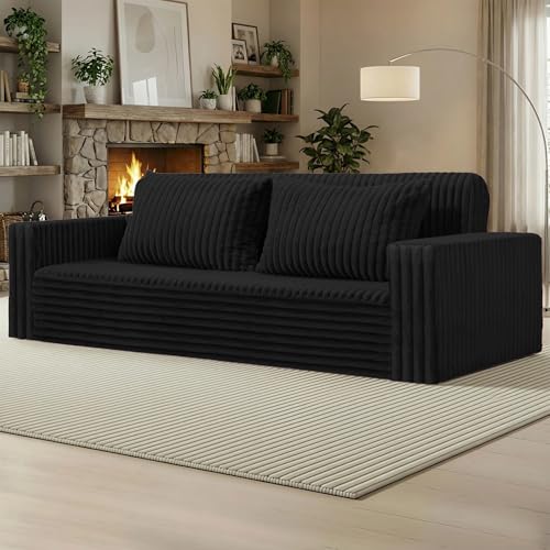 Image of HABUTWAY Folding Sofa Bed, 2 in 1 Convertible Sleeper Chair with 2 Pillows, Portable Fold Out Chair Bed with Armrest, Comfy Floor Couch, Lazy Sofa for Living Room Bedroom Dorm Home Office, Black