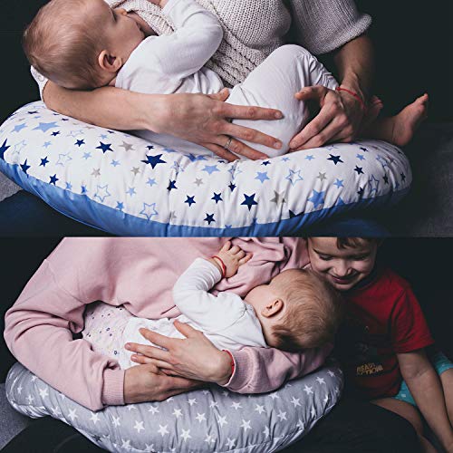 PaLulli® Musselin Stillkissen Stillkissenbezug aus 100% Musselin Baumwolle - Stillkissen für Baby, Stillhörnchen, Stillkissen Atmungsaktiv & Waschbar, Stillkissen Baby (Minz Wald)