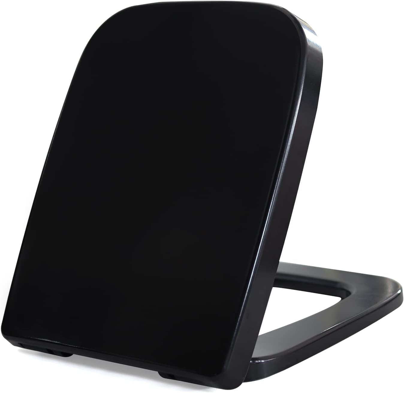 Fanmitrk Toilet Seat Black Duroplast,Soft Close Toilet Seat,Square