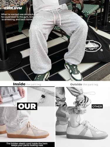 Image of Mens Baggy Sweatpants Adjustable Cuffs 2-in-1 Wide Leg Loose Gym Casual Lightweight Cotton Pants Pockets Drawstring