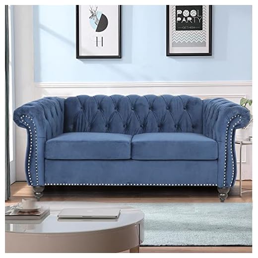 LEVNARY Chesterfield Style Velvet Loveseat