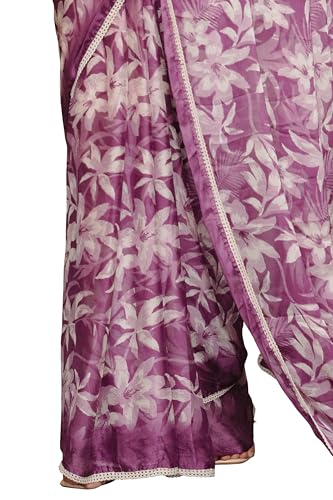Image of MIRCHI FASHION Saree for Woman Georgette Floral and Leaf Printed | Elegant Farewell and Ceremonial Women's Sari with Blouse Piece