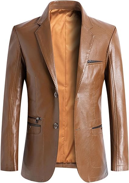 chava Men's Genuine Leather Blazer, Brown, Notch Lapel, Two-Button Closure, Regular Fit, Smart Casual Style-picture-24