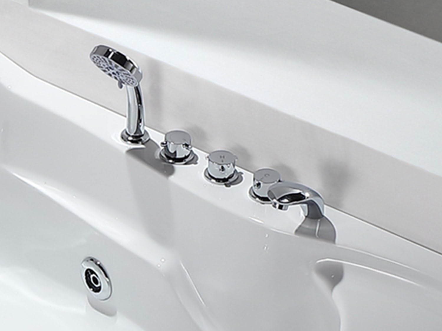 Vente-unique - Baignoire balnéo - 181 x 121 x 65 cm - Blanche - Angle gauche - 2 places - 385 L - RAFINA