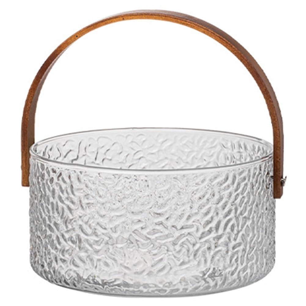 Hndhbfgrt Glass Fruit Ice Bucket Handheld Circular Container Fruit Basin, Tea Bucket Storage