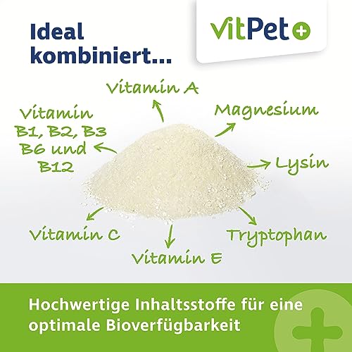 VitPet+ RelaxVit – Beruhigungsmittel für Hunde – Mit Magnesium, Tryptophan und Vitamin B Komplex für Hunde – Unterstützt Entspannung, Muskulatur und Nervensystem – Gegen Stress und Angst (400 g)