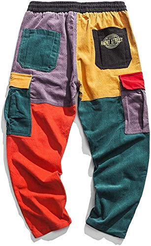 Astellarie Mens Hip hop Harem Pants Color Patchwork Streetwear Cargo Pants Casual Running Sport Drawstring Long Pants4