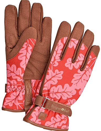 Burgon & Ball Oak Leaf Poppy Red Ladies Gardening Gloves Cushion Palm Love The Glove