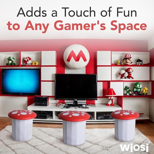 Wiosi Cute Mushroom Ottoman Stool for Boys & Girls - Multipurpose Storage Ottoman for Toys & Clothes - Small Ottoman Foot Stool for Bedroom - Mushroom Decor Chair - Round Storage Ottoman by Wiosi - Image 4