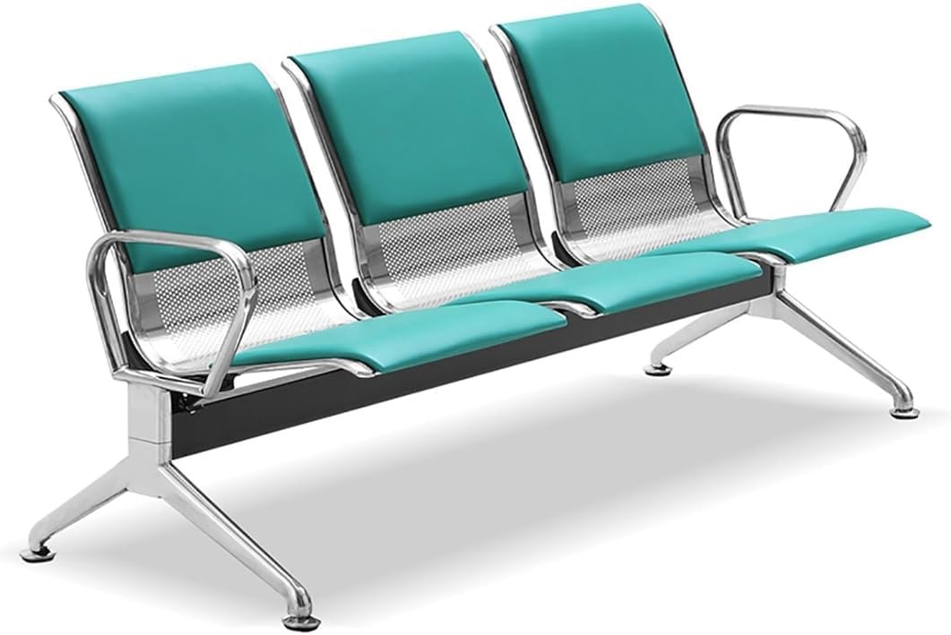 YVYKFZD Waiting Room Chairs with Arms, 3 Seat Waiting Room Bench, PU Leather Office Guest Reception Chairs, Airport Reception Bench for Bank Hospital School(Green)