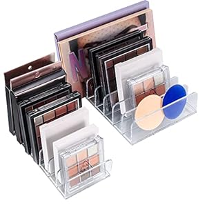 2 stuks oogschaduw palet make-up organizer, heldere acryl oogschaduw make-up organizer 7-sectie verdeeld cosmetica organizer lade voor schoonheid oogschaduw blozen poeder houder make-up opslag (S+L)