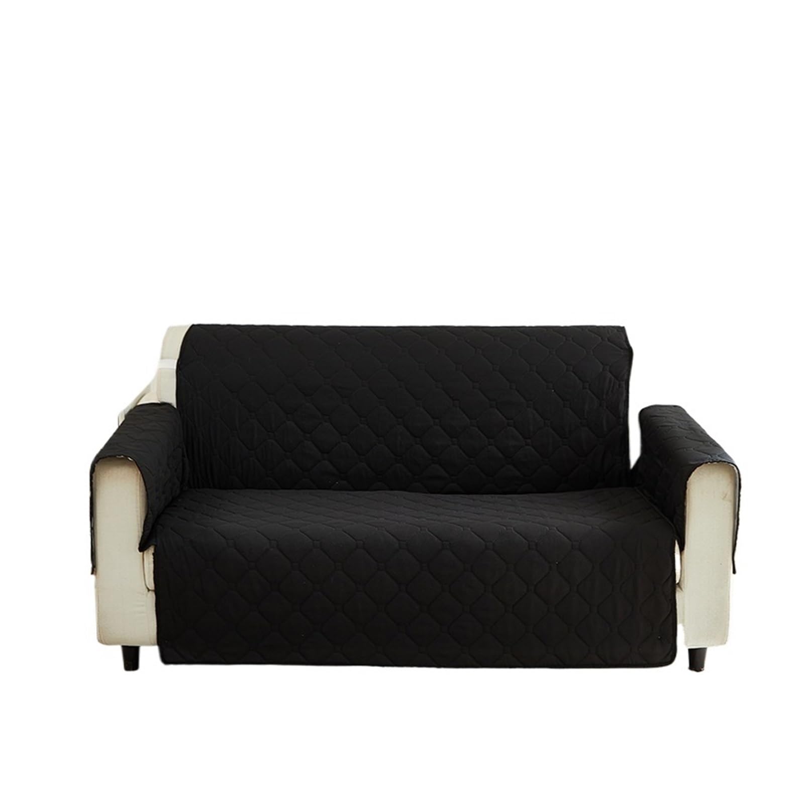 MAQDDO 1pc Integrated Sofa Cover Quilted Furniture Protector Recliner Slipcover Armchair Slipcovers for Living Room For Sofa(Black,3 seater)