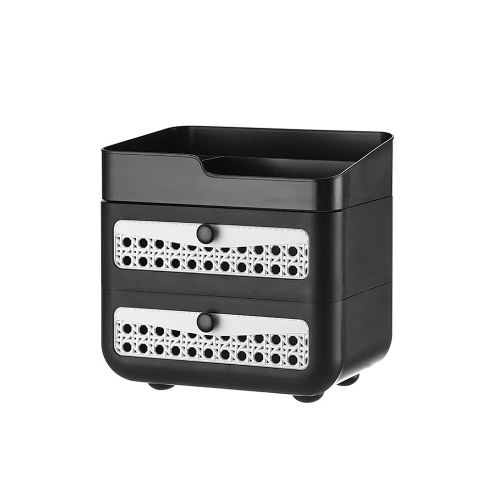 Pudełko do makijażu Organizer na kosmetyki na biurko – organizer do pielęgnacji skóry z szufladą(Black,M)