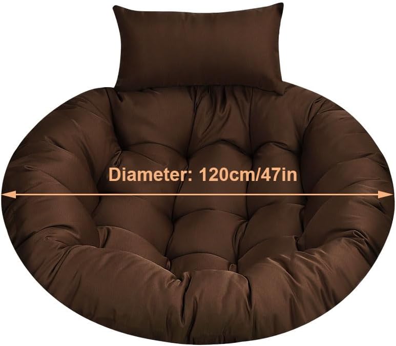 Miniatura 6 de HYCBT Cojín para silla de huevo, cesta colgante con reposacabezas, cojín de silla colgante, cojín de asiento redondo grande, hamaca colgante de