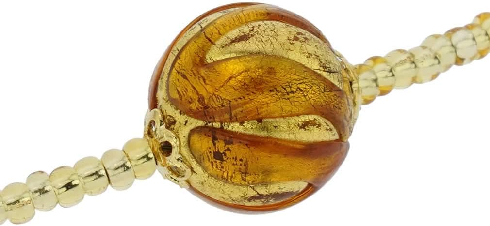 Glass Of Venice Murano Glass Royal Cognac Ball Necklace