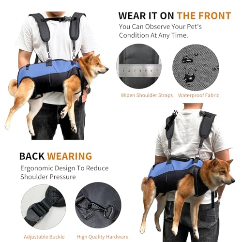 PETCUTE Hunde-Tragegeschirr,Hundegeschirr-Rucksack für große Hundes,Ganzkörpergeschirr mit Griff,Verstellbarer Hunderucksack Für Alte, Gelenkverletzungen, Arthritis-Hunde,Passend Für 7.5 Bis 15 Kg