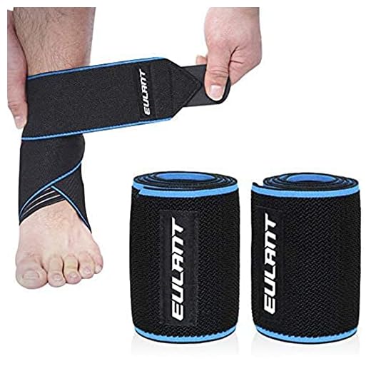 EULANT Knöchelbandage, 2pcs Sprunggelenkbandage, Einstellbare Fußgelenkbandage mit Anti-Rutsch Silikon Streifen, Hochelastisch Fußbandage für Volleyball Fußball Laufen Radfahren, 85cm, Blau