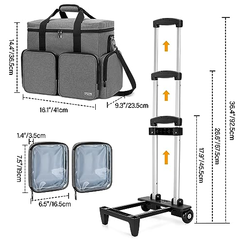 CURMIO Rolling Teacher Tote Bag with Padded Laptop Compartment, Portable Teacher Tote Bag with Accordion File Organizer Compartment, Gray4