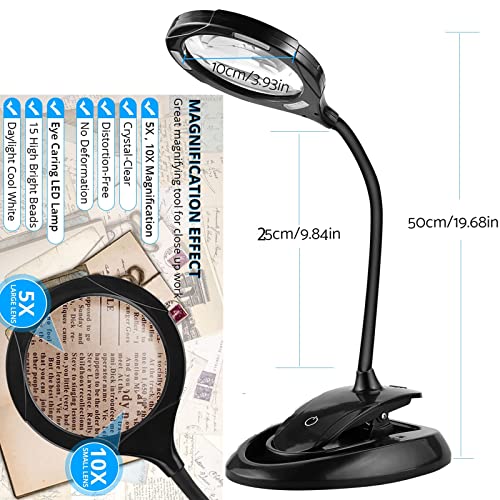 Lampe loupe LED eSynic 2 en 1 avec pince et base de table - 3