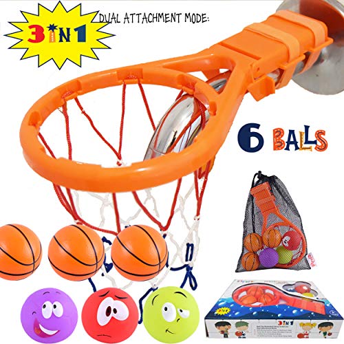 Littolo Bath Toy Basketball Hoop & Balls PlaySet(3 in 1 Design) with 6