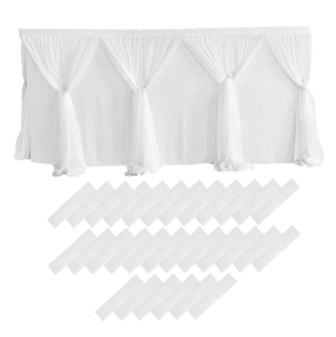 White 30 Inch Pleated Rectangle Polyester Table Skirt for Wedding Birthday Parties Banquet Tablewear Catering Event Decoration 1 Piece 14ft