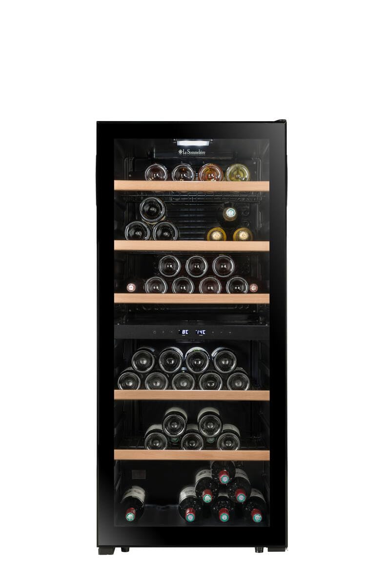 LA SOMMELIERE Cave de mise à température double zone LS102DZBLACK 102 Bouteilles