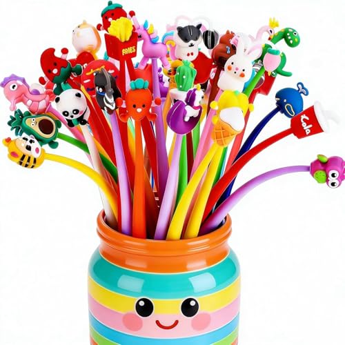 Yoosso 30 Stück Shake Kugelschreiber Set Gelschreiber Lustige Stifte Schüler mit Cartoon-Design Ideal als Abschluss Geschenk Matura Geschenk & Geburtstag Gastgeschenke für Studenten Büro Schule