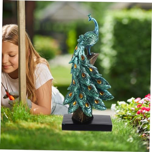 Ornement extérieur paon résine, sculpture compacte pour terrain de jardin