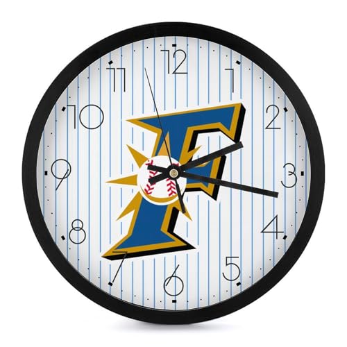 北海道日本ハムファイターズ 掛け時計 壁掛け時計 円形 静音 電池式 アラビア数字 オフィス/寝室/リビング