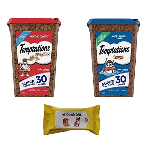 2 Pack - Mixups Cat Treats Multi Flavor Variety Set | Reward Your Cat with A Delicious Snack | Includes 2 Flavors - Backyard Cookout & Savory Salmon | 30 Ounce Super Size Stay Fresh Pack