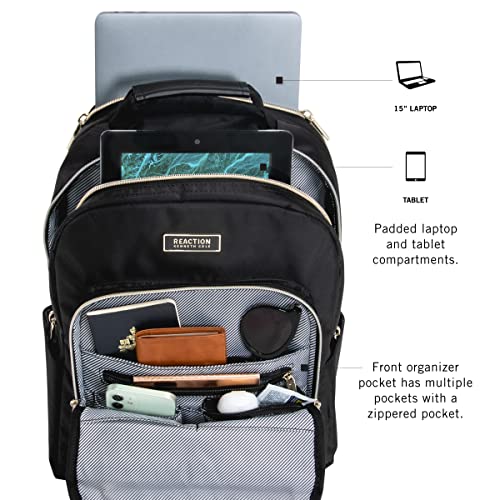 Kenneth Cole REACTION Women's Chelsea Chevron 15" Laptop and Tablet Backpack, Black - Image 5