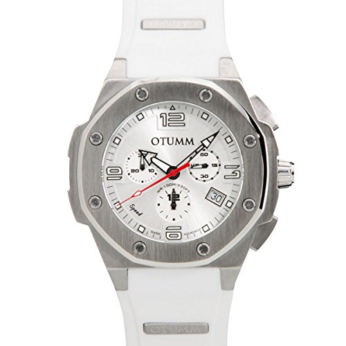Otumm Speed Unisex Reloj con Calendario y Correa de Silicona Chronograph 45mm