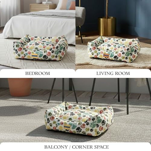 Image of SITSNOOZE Large Dog Bed (10 to 20kg) for Labrador, Golden Retriever, German Shepherd - Orthopedic Washable Sofa Mattress, Luxury Soft Warm Winter Lounger Cushion, Waterproof Pet Bed (Multi, L)