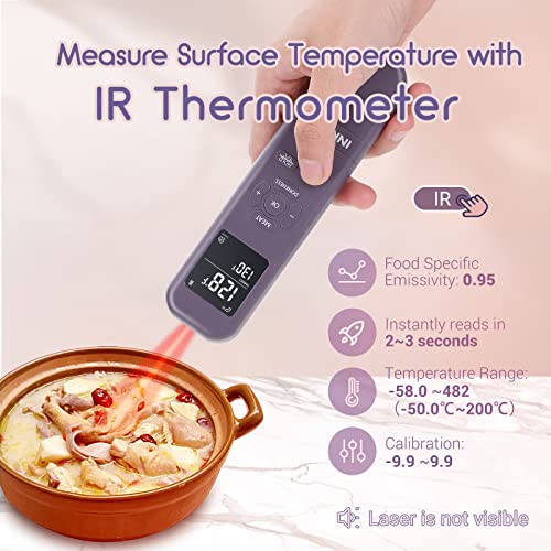 Inkbird 3-In-1 Instant Read Thermometer For Cooking Temperature,Infrared Thermometer Meat Thermometer With Probe,Food Thermometer With Timer For Bbq,Grilling, Griddle,Oven,Candy, Kitchen #TOP2