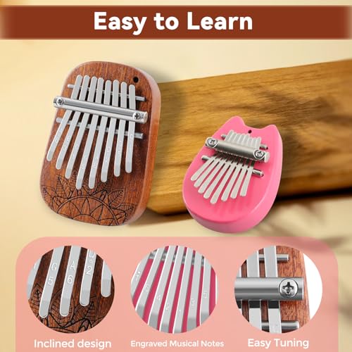 Image of RANMING 8 Key Mini Kalimba Thumb Piano 2 Pack Set Portable Finger Piano Exquisite Musical Gift for Adults and Christmas