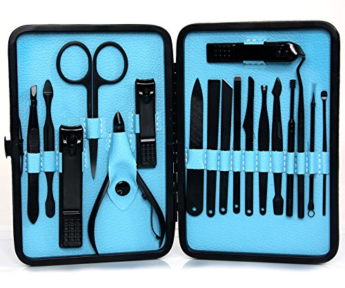 Men and Women Nail Kit | Pedicure | Manicure | Facial | Set Clippers Tweezers Cleaner Cuticle Grooming Kit 18 Pcs