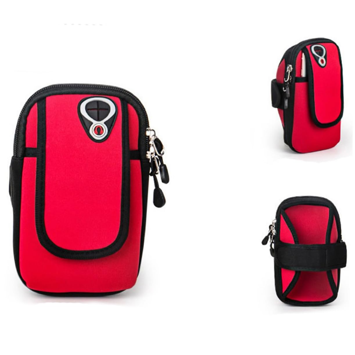 OSALADI 3 Pz borsa da braccio regolabile traspirante lavabile pacchetto braccia ciclo jogging ewexercise marsupio fascia da braccio borsa del pacchetto del braccio rosso