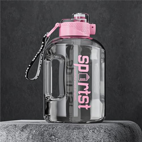 Grande bouteille d'eau 2700ml rose réutilisable avec paille et poignée