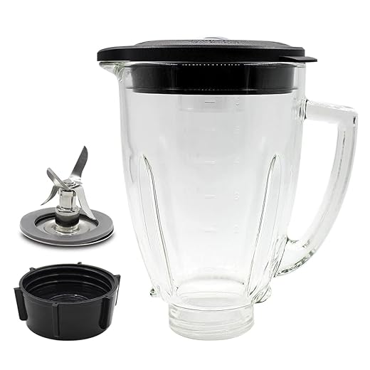 Anbige Replacement parts 6-Cup Glass Jar With Blade, Gasket, Base, Lid, Compatible with Oster Blenders
