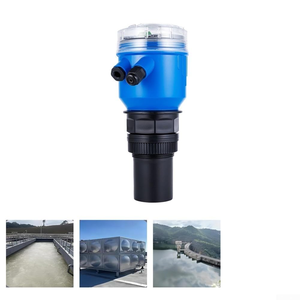 Sensor de nivel con salida de 4-20 mA para nivel de agua, medición sin contacto hasta 10 m, pantalla LCD, IP68 impermeable, para aguas residuales y líquidos (0-5 m)