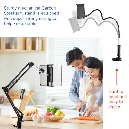 Image of Tablet Stand Phone Holder for Bed,iPad Holder for Desk, Headboard,Bedside,Table, Compatible with iPhone iPad Kindle or Other 4.5-13 inch Screen Device