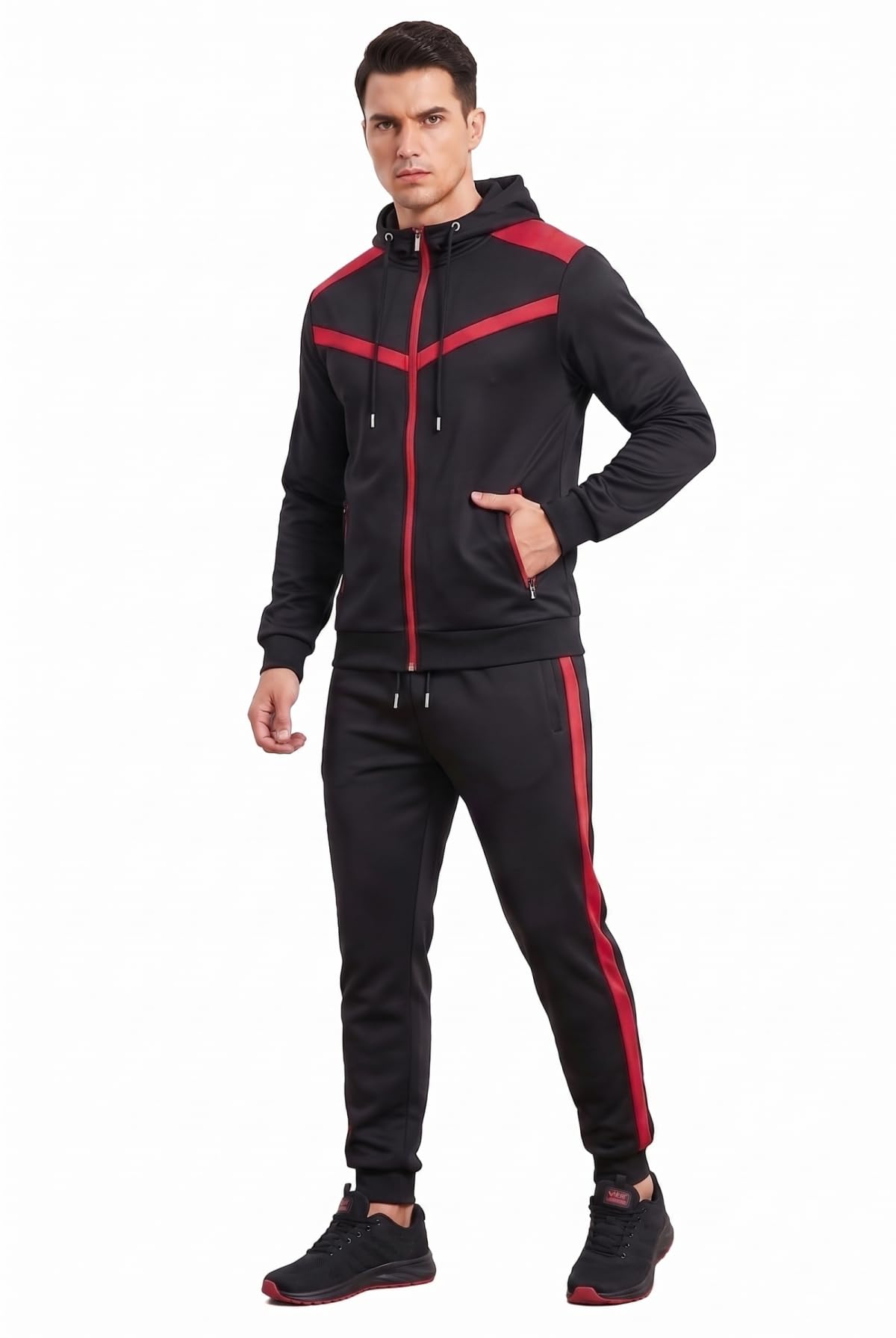 Trainingsanzug Herren Jogginganzug - 2 Teilig Sportanzug mit Reißverschluss, Premium Freizeitanzug Herren Modernes Design, Hausanzug Herren Soft-Touch & Atmungsaktiv