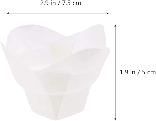 Miniatura 3 de Cabilock 100 mini tazas de papel para hornear en forma de loto, a prueba de grasa, forros para tartas, magdalenas, cupcakes, dulces (blanco)