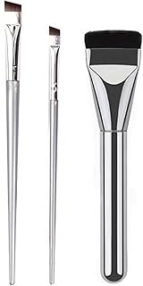 3pcs Must-have Makeup Brush Tool Set Including Blade-Shaped Eyeliner Brush, Flat Foundation Brush, Ultra-Thin Angled Brus...