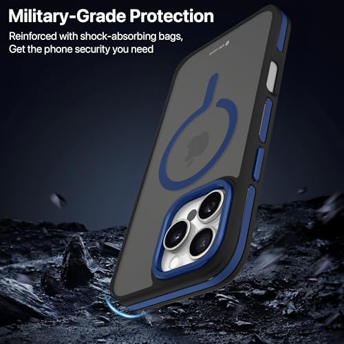 Image of eller sante Elementrix Back Cover Case for iPhone 16 Pro Scratch Resistant Camera Screen Protector TPU Shockproof 10ft Drop Protection Support Mag-Safe Wireless Charging- Blue