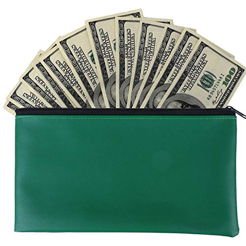 Tongnian 14 Pack Security Bank Deposit Bag 7 Colors Zippered Money Bags,Leatherette Cash Bag,Utility Coin Bag for Business, Household, School or Personal Use,11x6 inch