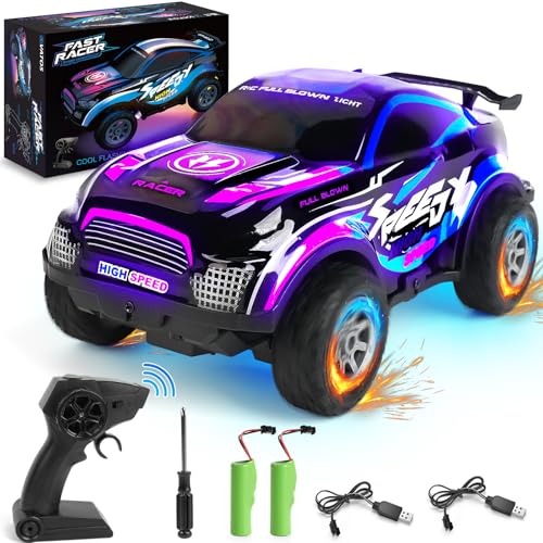 VATOS LED Ferngesteuertes Auto Offroad,2.4Ghz 1:22 Kinder Lila RC Buggy,2...