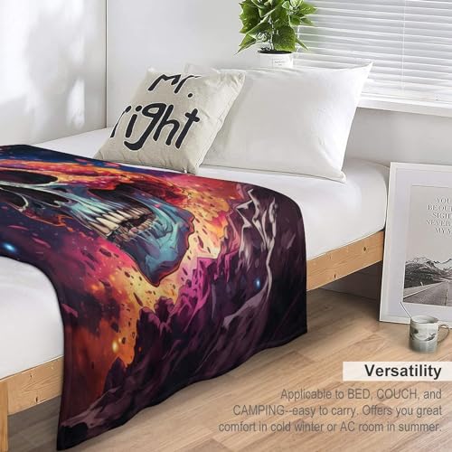 Couverture skull en flannel 3D pour canapé lit 100x130cm - 7