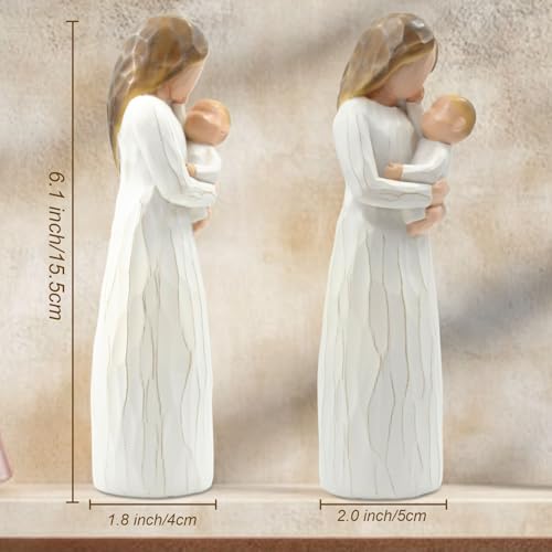 Figura decorativa madre y bebé de resina pintada a mano miniatura 3